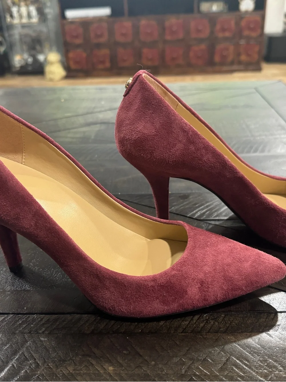 Michael Kors Burgundy Suede Pointed-Toe Pumps – Size 7 1/2
